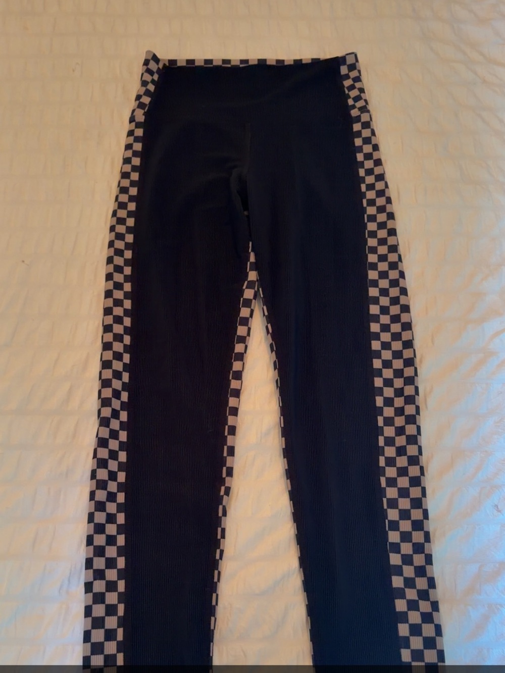 Beach Riot Black Leggings with Checker Side Panels